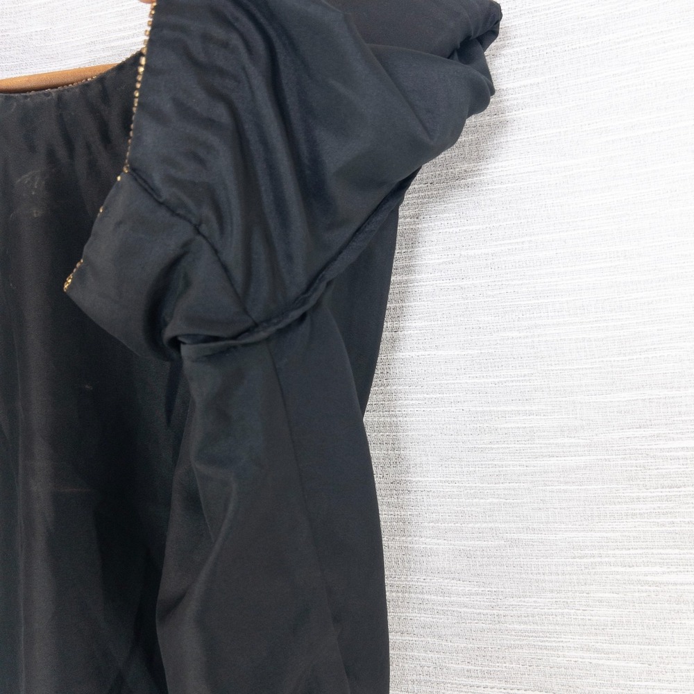 Vintage Laurence Kazar Beaded Top Women's Medium 100% Silk Black Gold Formal 80s - Picture 15 of 16